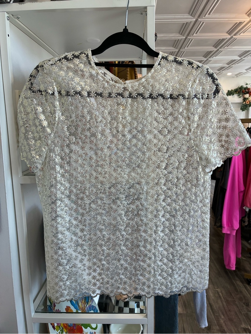 Kate spade Lace Daisy Short-Sleeve Women's Top - cream NWT